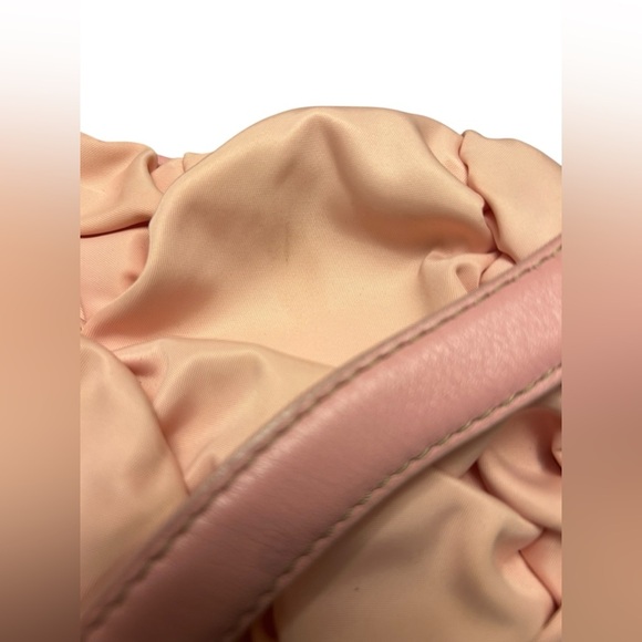 Juicy Couture Pink Ruched Pleated Nylon Gold Chain Handle Vintage Purse Handbag - Picture 8 of 16